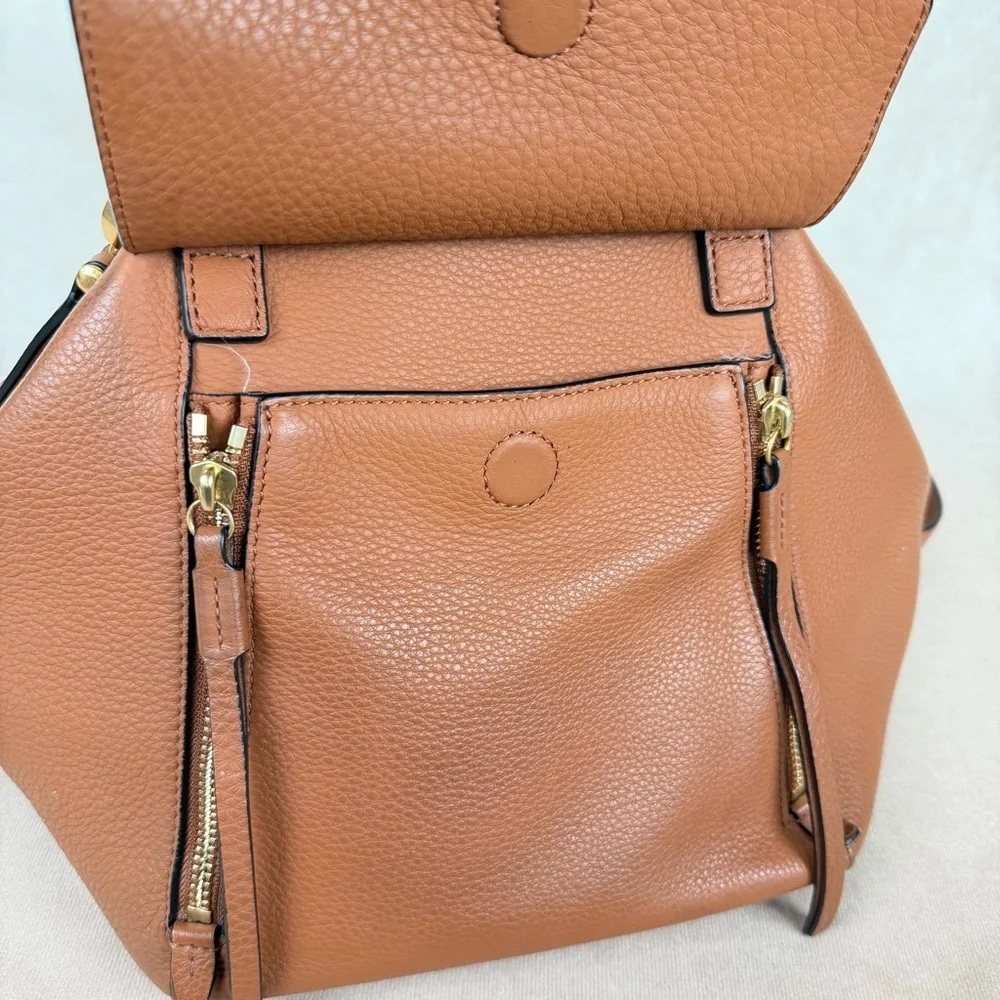 Tory Burch Brown Leather Half-Moon Top Handle Satchel Crossbody Bag - Picture 11 of 15